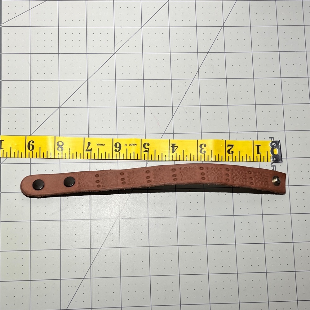 Brown Leather Embossed Bracelet - Picture 3 of 6